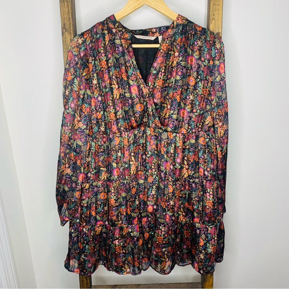 Soft Surroundings Castille Floral Blouse Long Sleeve Tunic Top